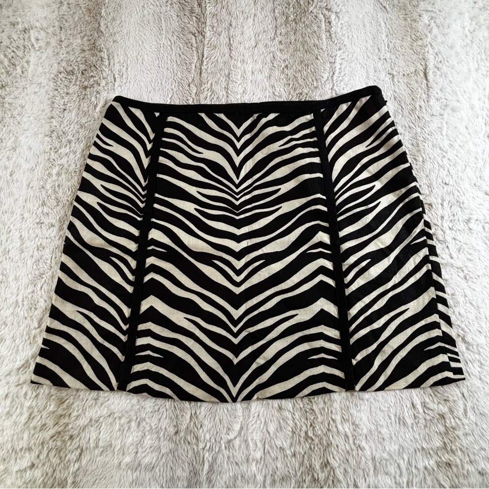 J.Crew Linen Zebra Print Skirt Size 10